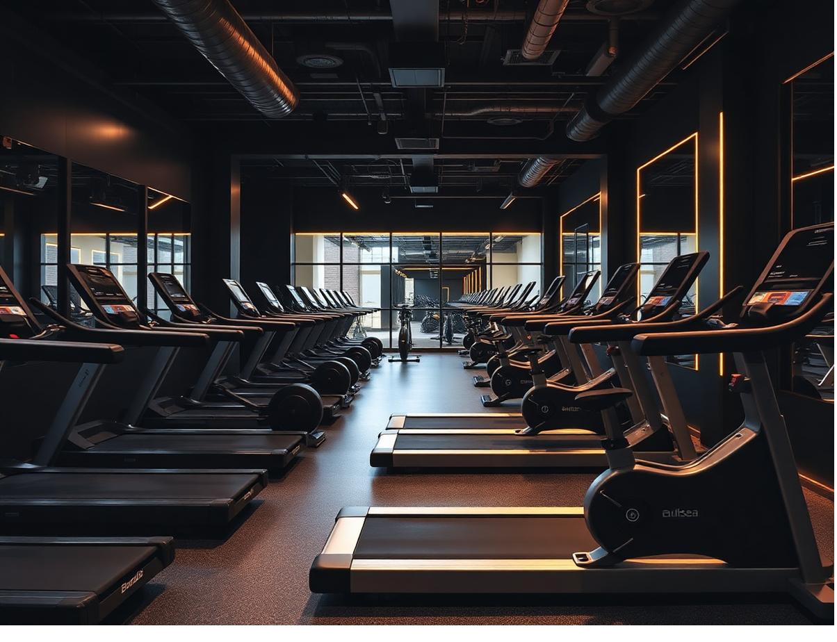 Área de cardio com esteiras e bicicletas