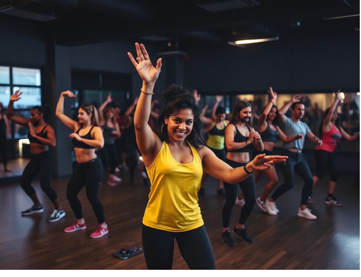 Aula coletiva de dança na sala de aulas